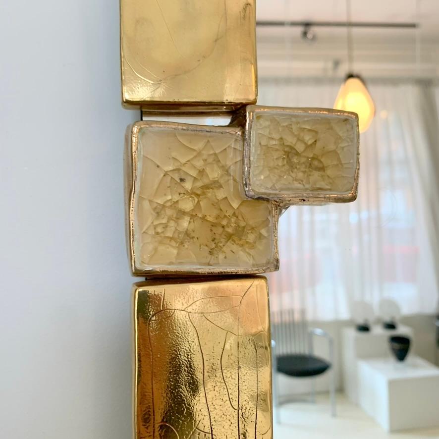 Mithé Espelt Atelier Large Gold Ceramic Mirror, circa 1990, France. 2