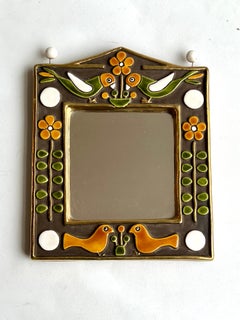 Mithé Espelt - "Bocage" Mirror, enameled ceramic, France 1970