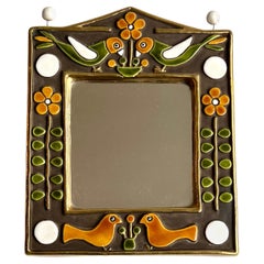 Mithé Espelt - "Bocage" Mirror, enameled ceramic, France 1970