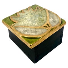 Joyero de cerámica y vidrio fundido Mithe Espelt Francia c 1968