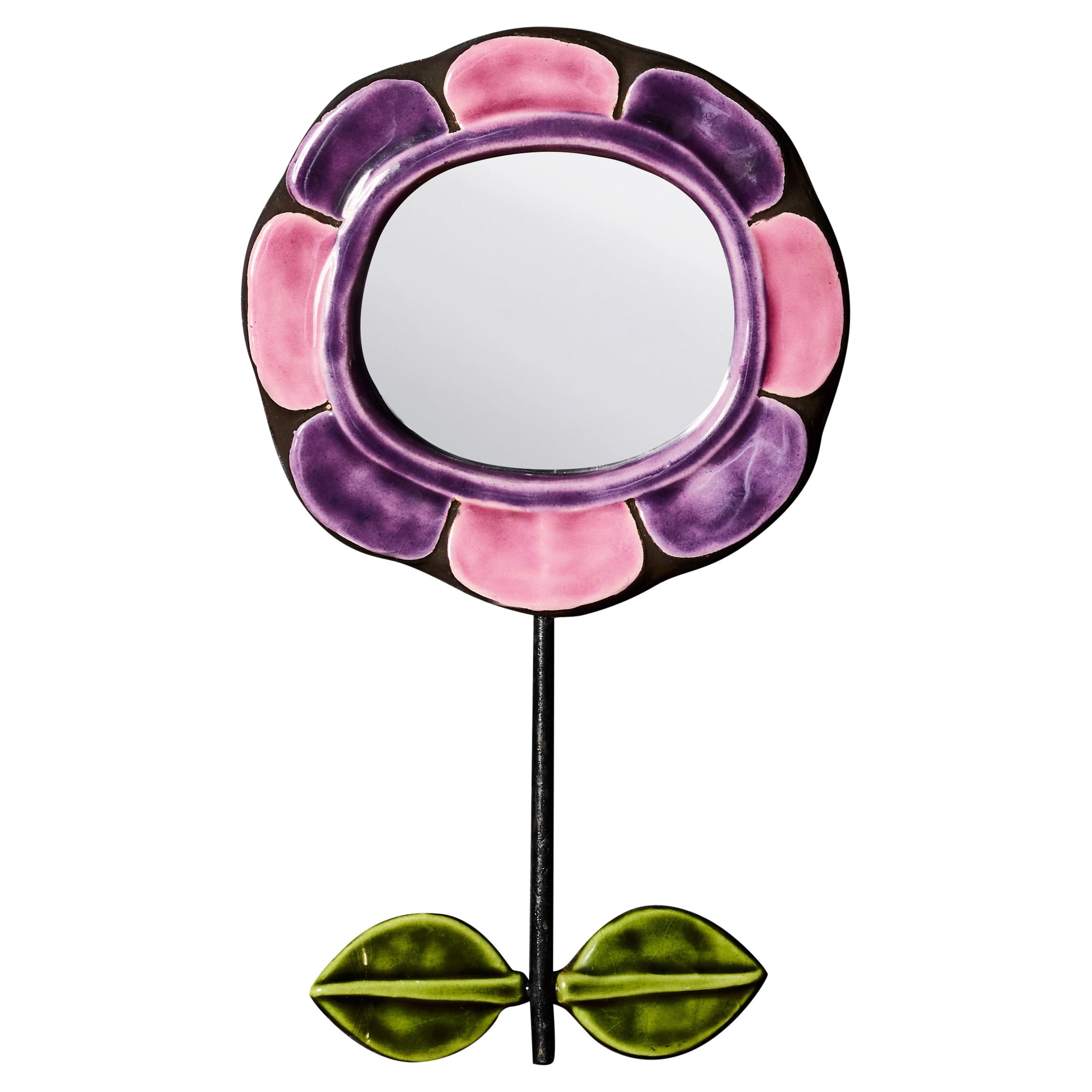 Mithé Espelt Miroir à fleurs en céramique en vente