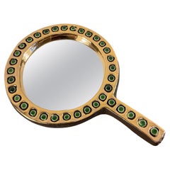 Mithé Espelt Ceramic Hand Mirror Model "Quadrille" circa 1952