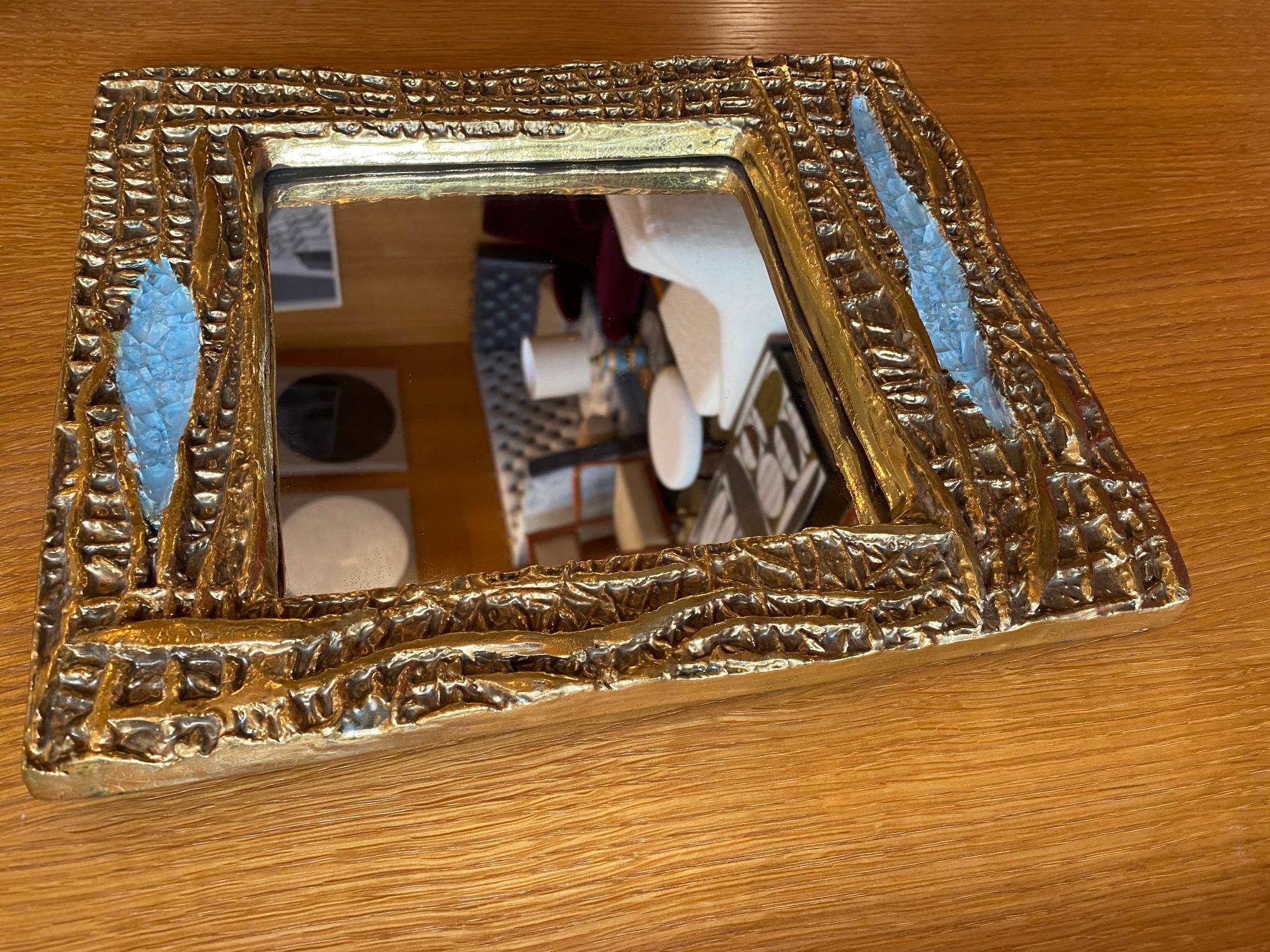 Mithé Espelt Ceramic Mirror, France, 1960s In Good Condition In Paris, FR