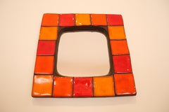 Mithe Espelt Ceramic Mirror in Various Shades of Red and Orange 60's