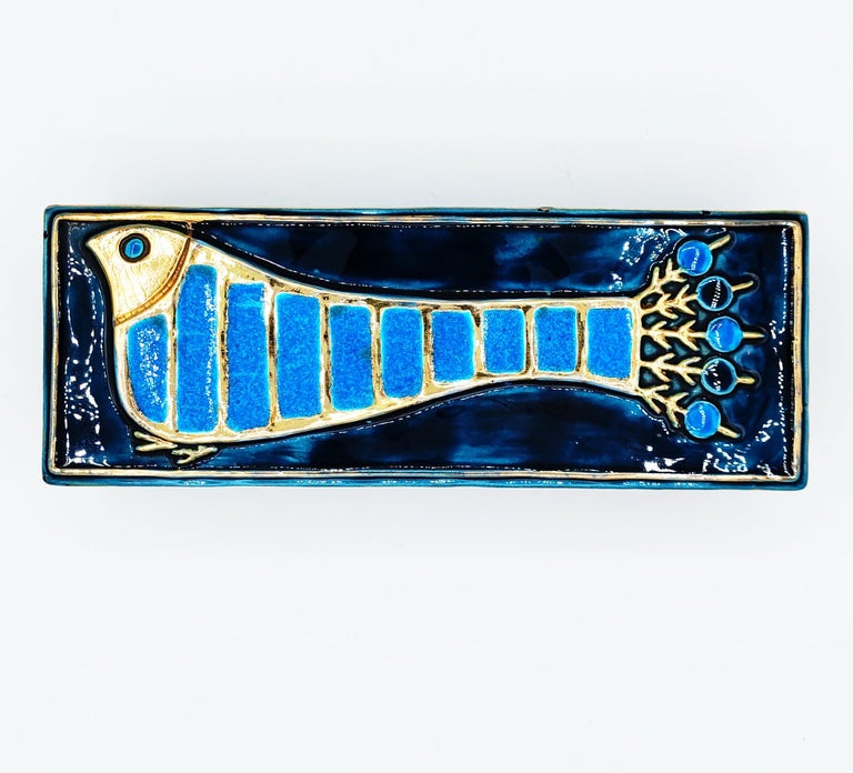 Mithe Mithé Espelt Ceramic Set Mirror and Box, France 1960s For Sale at 1stDibs