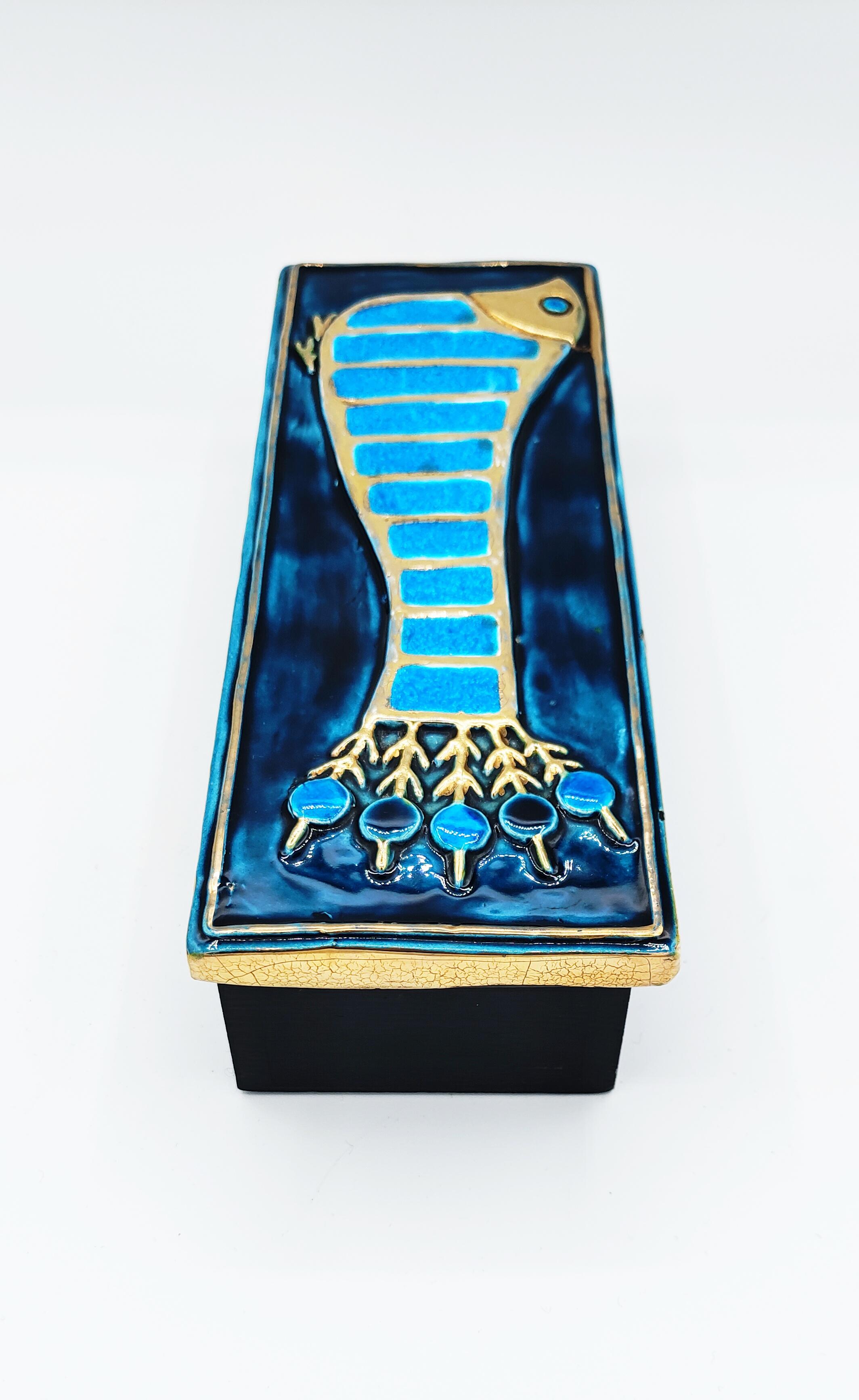 Mithé Espelt Ceramic Set Mirror and Box, France 1960s 11