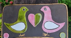Mithe Espelt Ceramic Wall Mirror Pink & Green Birds