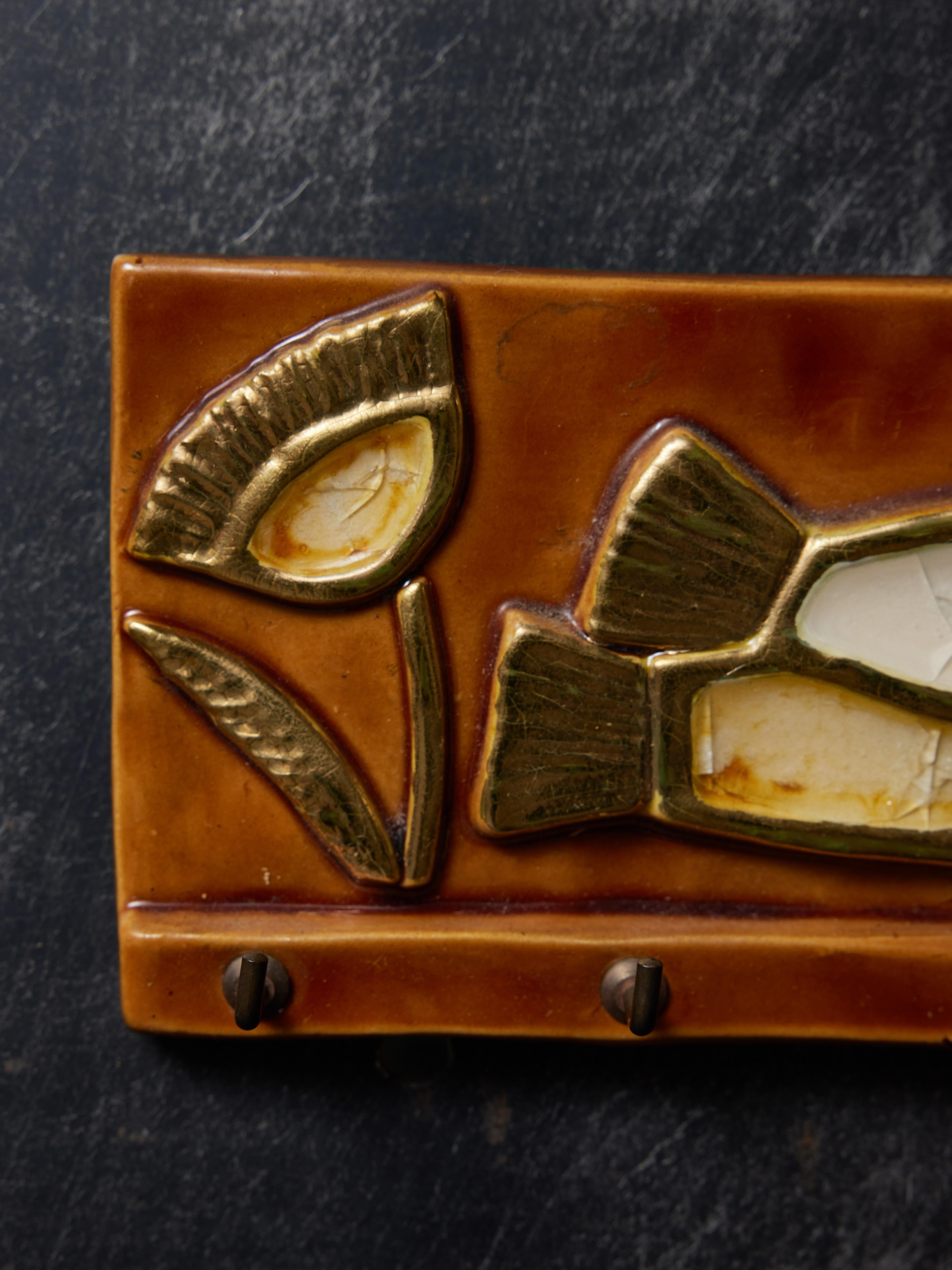 Mid-20th Century Mithe Espelt Ceramic Wall Mounted Keys Holder For Sale