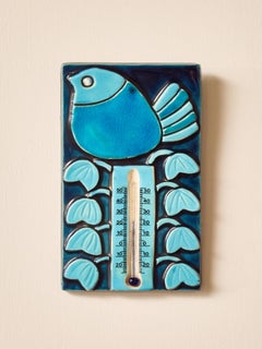 Mithé Espelt Ceramic Wall Thermometer with Blue Bird Motif