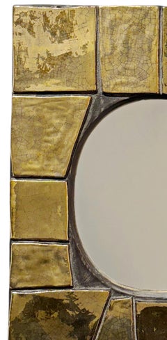 Mithé Espelt Cuzco #1 Wall Mirror, Crackled Gold, France, circa 1969