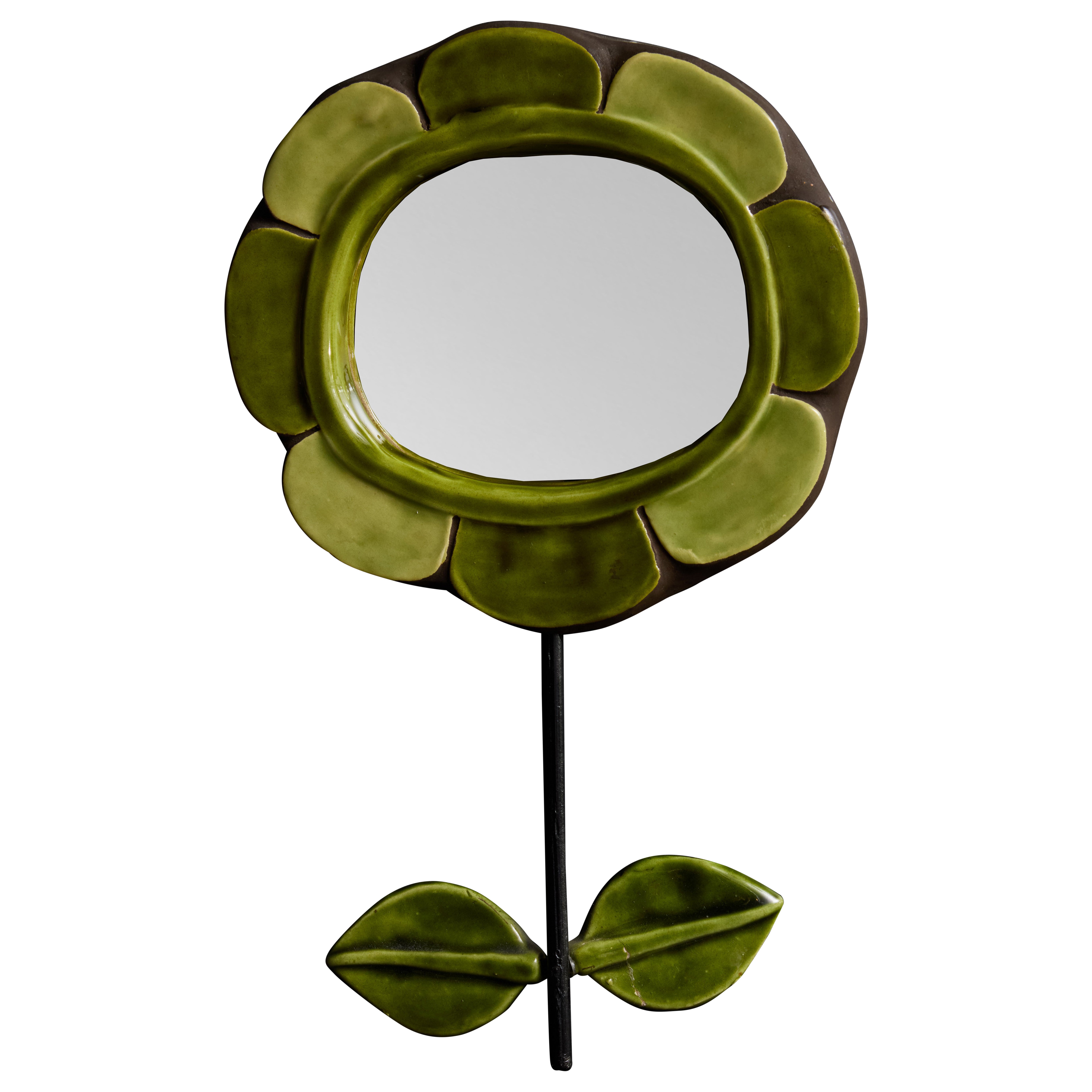 Mithe Espelt Flower Shaped Mirror With Orange Petals
