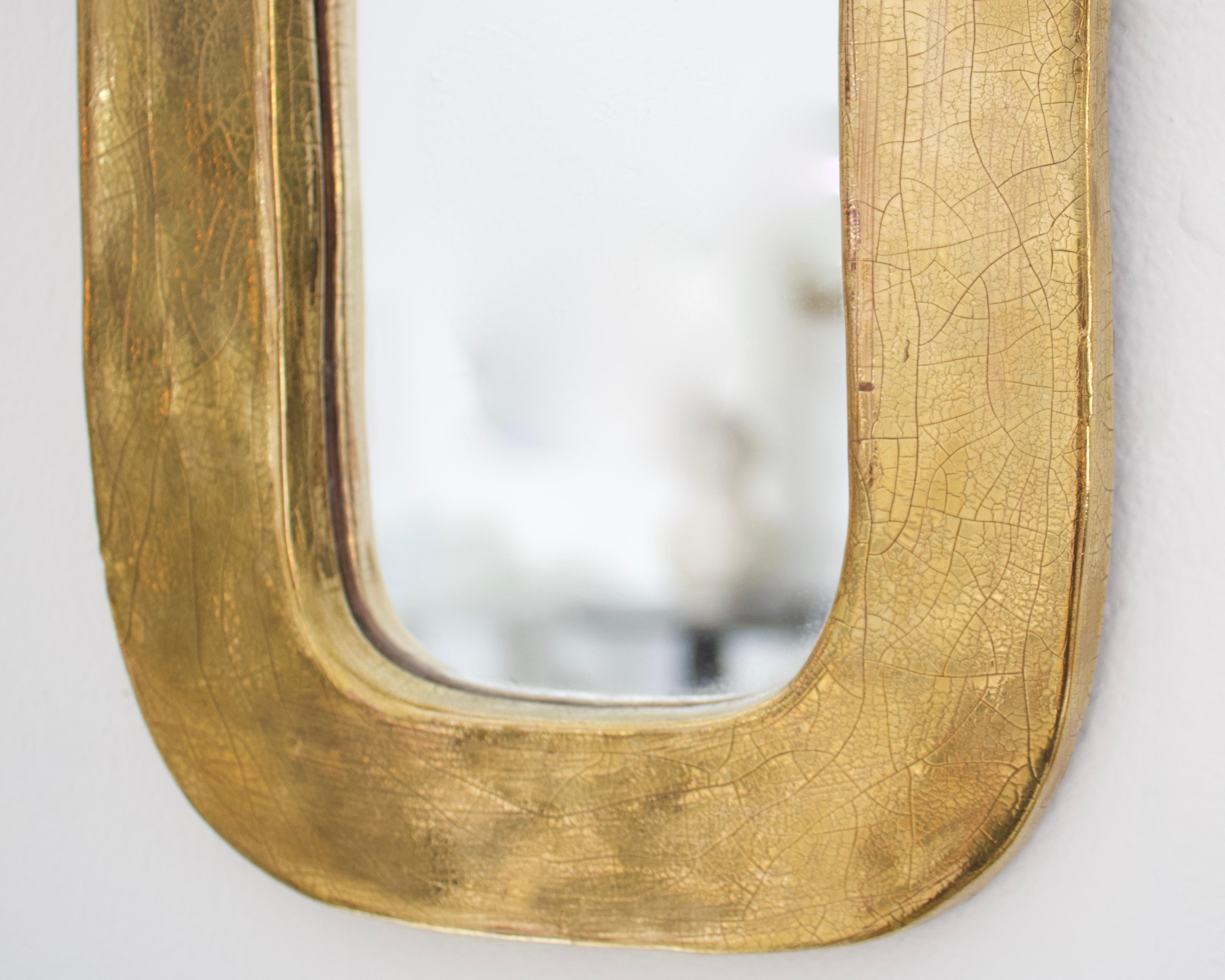 Miroir en céramique émaillé or doré français Mithé Espelt 2