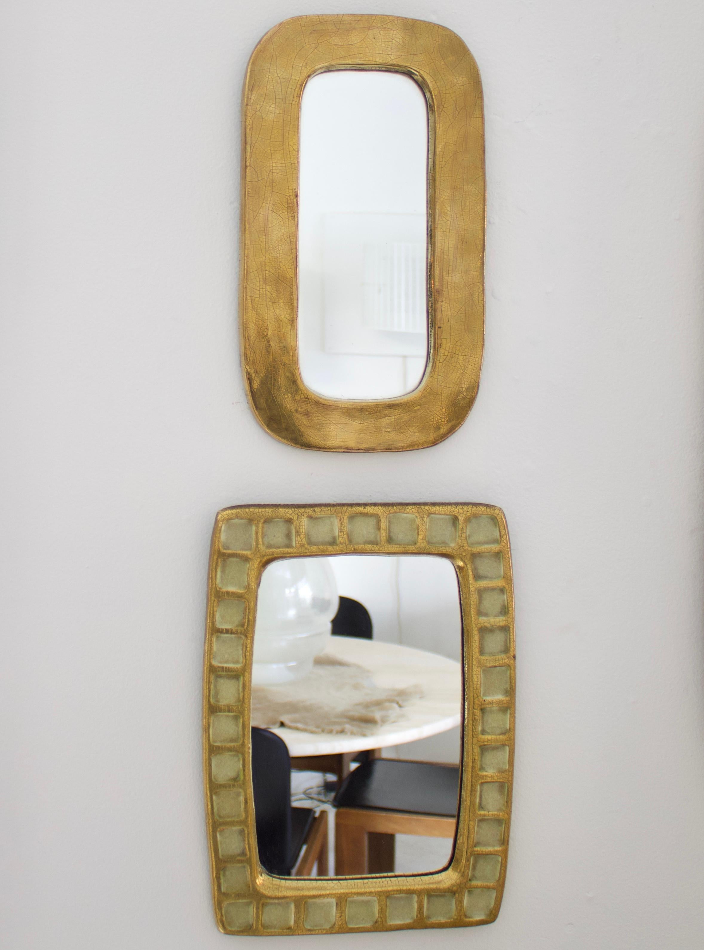 Miroir en céramique émaillé or doré français Mithé Espelt 3