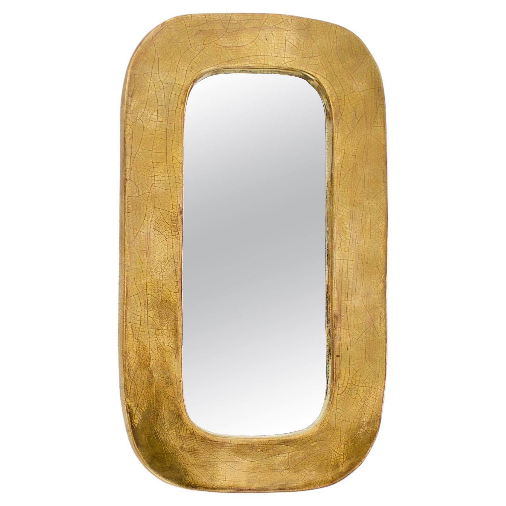 Mithé Espelt French Gilded Gold Glazed Ceramic Mirror