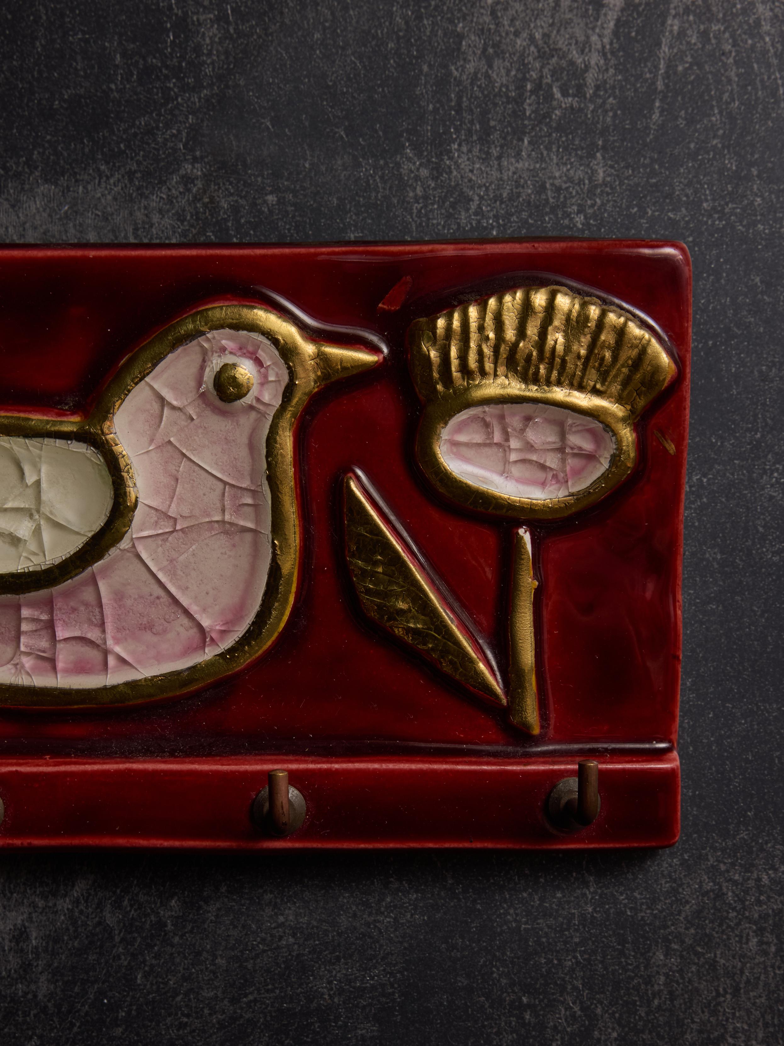 Mithe Espelt Glazed Ceramic Wall Mounted Keys Holder In Good Condition In Saint-Ouen, IDF