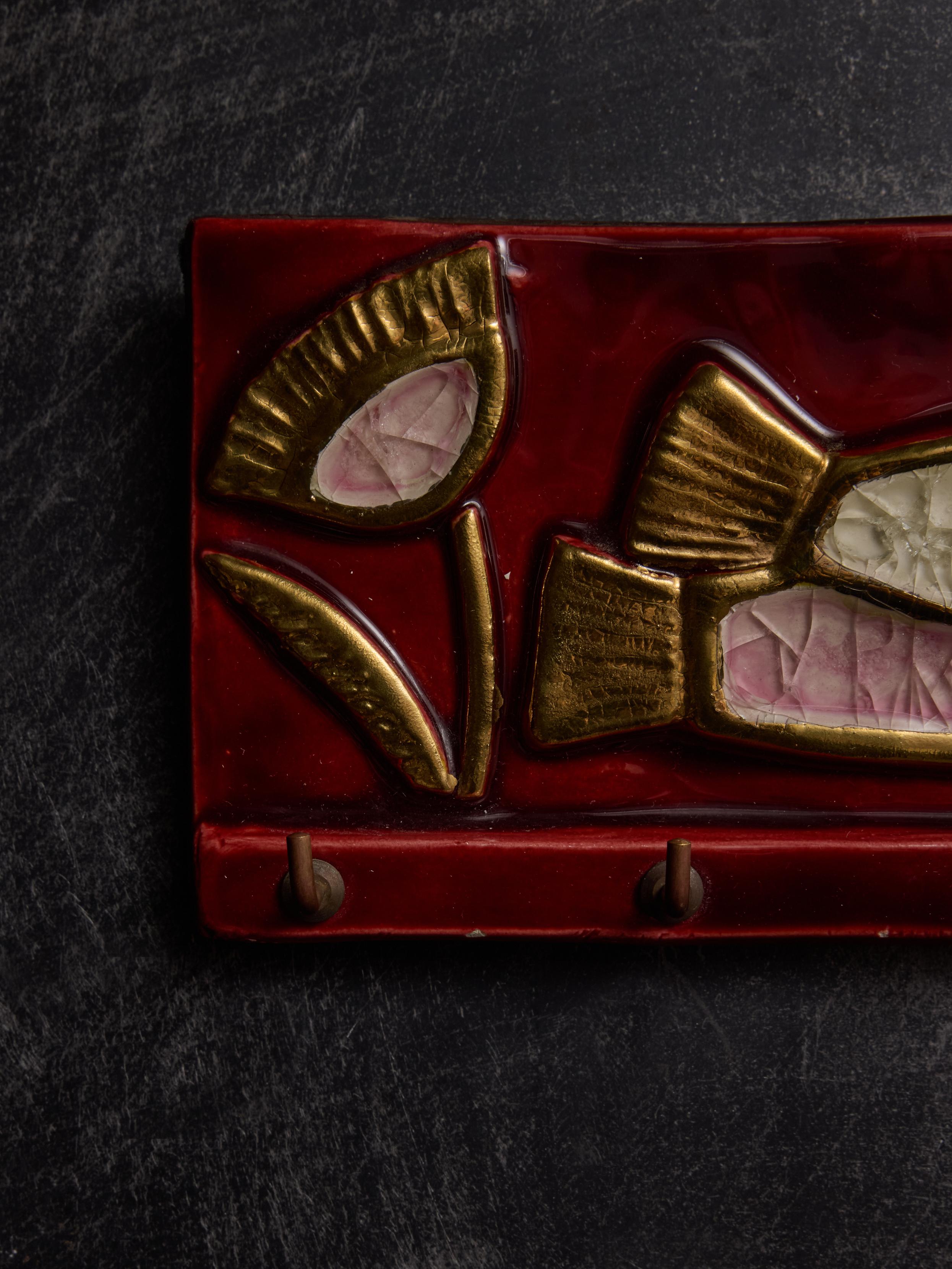 Mid-20th Century Mithe Espelt Glazed Ceramic Wall Mounted Keys Holder