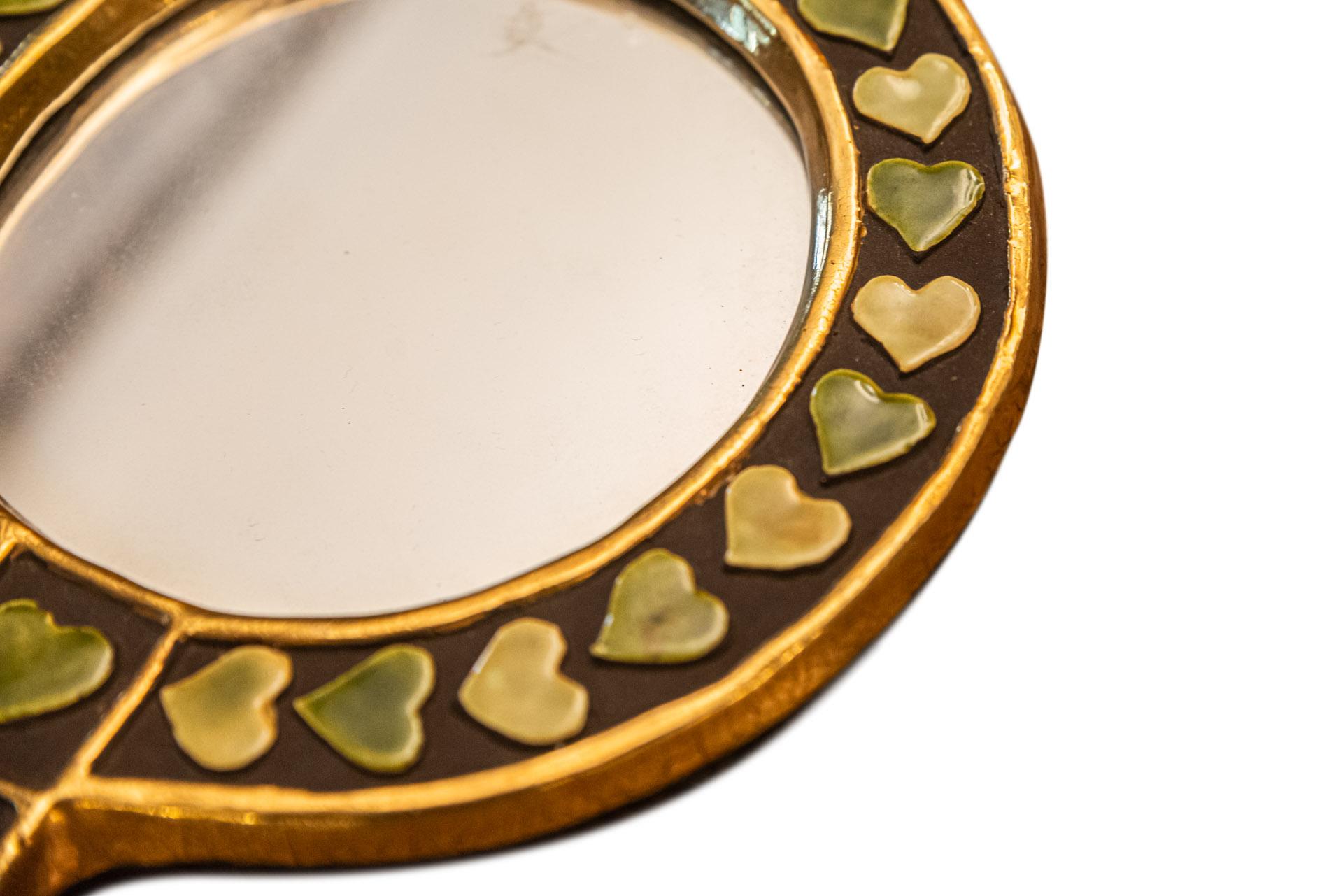 French Mithé Espelt, Hand Facing Mirror, Ceramic, circa 1960, France