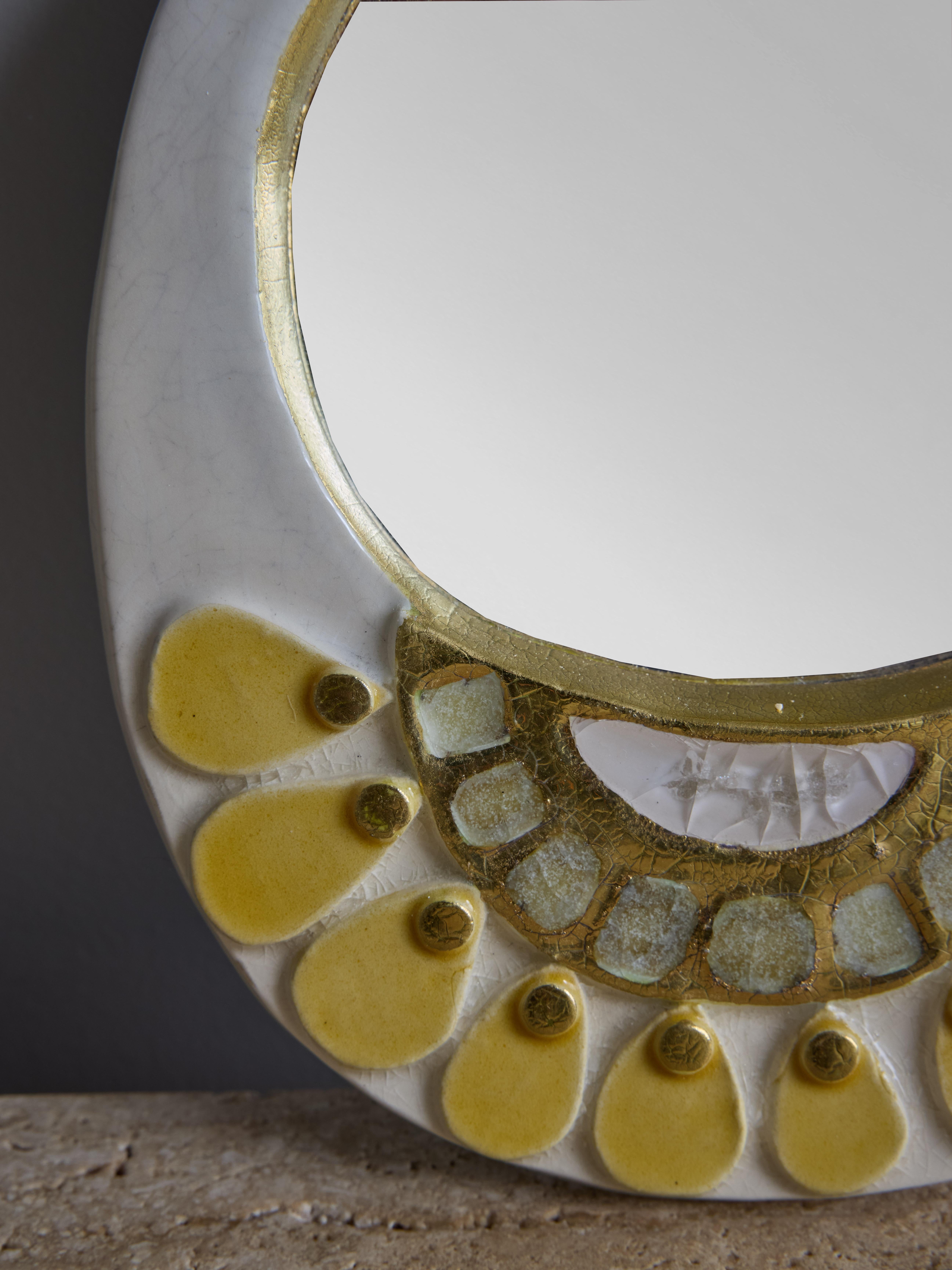 Français Mithe Espelt Miroir à main en céramique émaillée