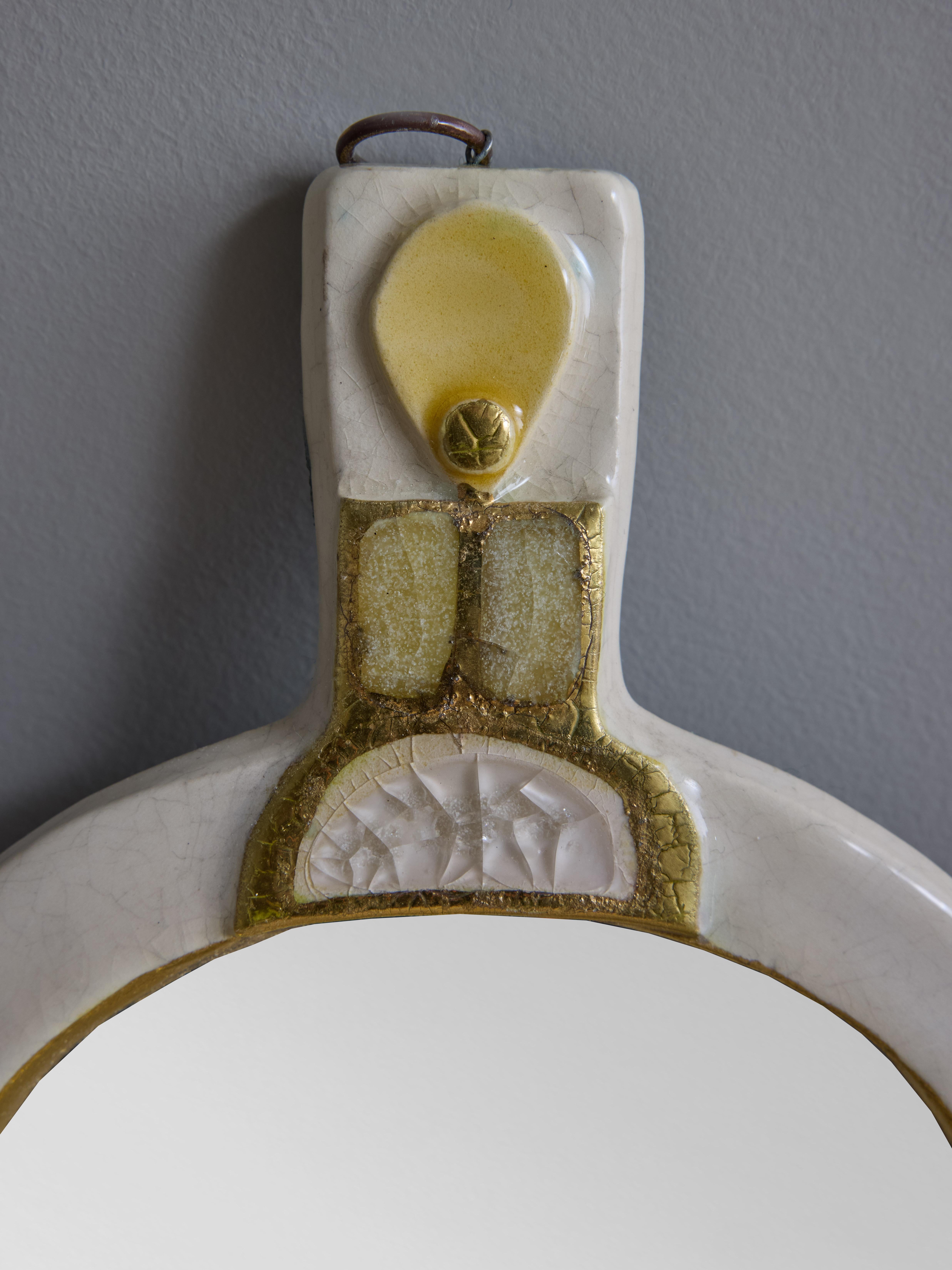 Mithe Espelt Miroir à main en céramique émaillée Bon état à Saint-Ouen, IDF