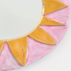 Mithé Espelt Miroir mural Mexique Faïence gaufrée et or craquelé