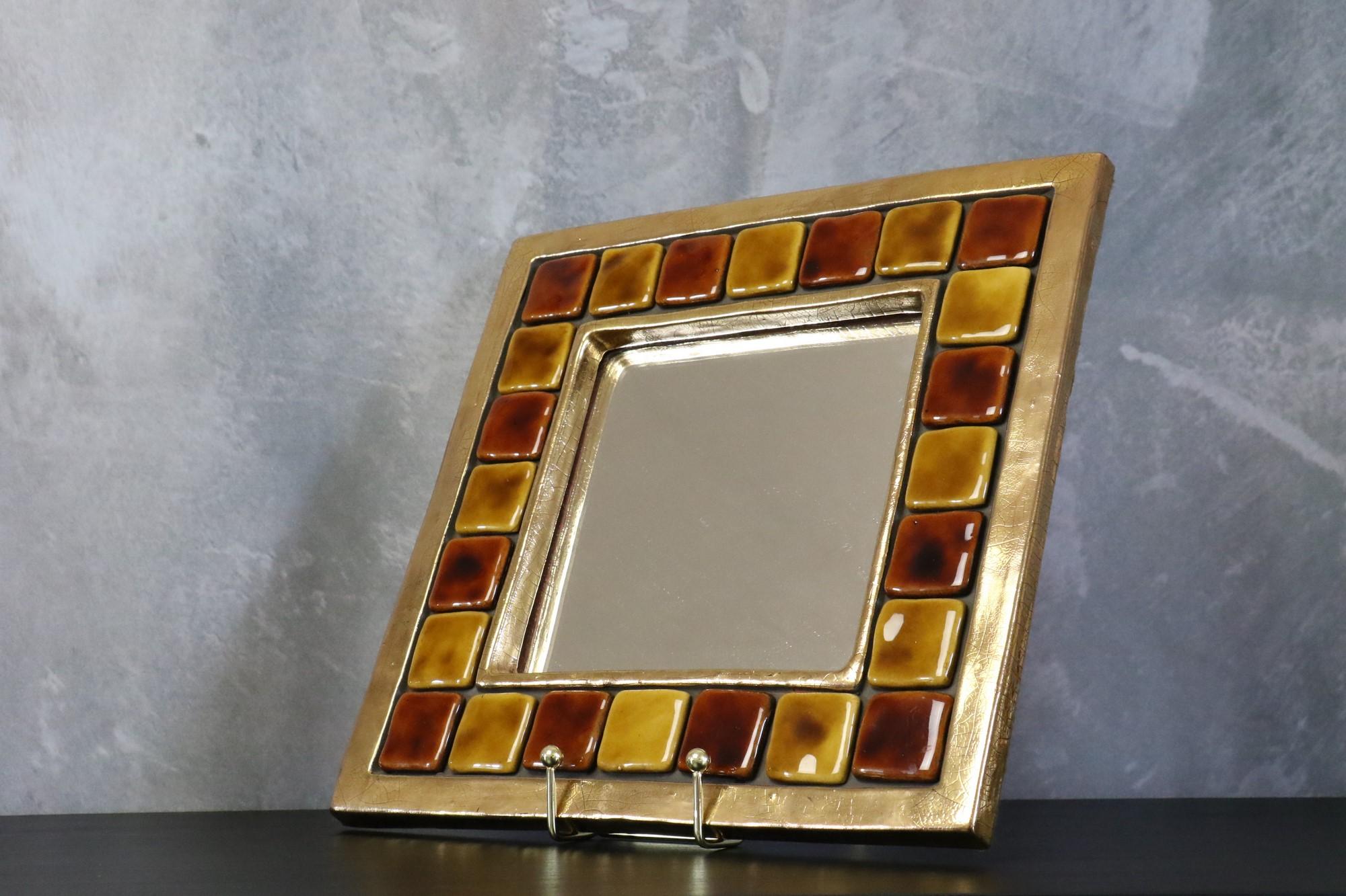 Mithé Espelt, Mid-Century French Ceramic Mirror, circa 1950s, Era Line Vautrin 3