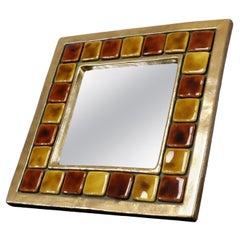 Mithé Espelt, Mid-Century French Ceramic Mirror, circa 1950s, Era Line Vautrin