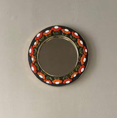 Mithé Espelt - Miroir "Millefleurs", céramique émaillée, or