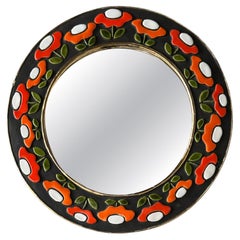 Mithé Espelt - Miroir "Millefleurs", céramique émaillée, or