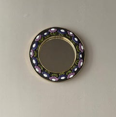 Mithé Espelt - "Millefleurs" mirror, glazed ceramic, gold, France 1965