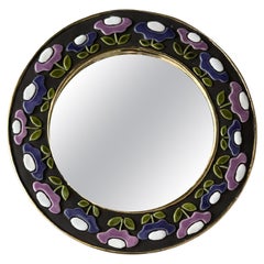 Mithé Espelt - "Millefleurs" mirror, glazed ceramic, gold, France 1965