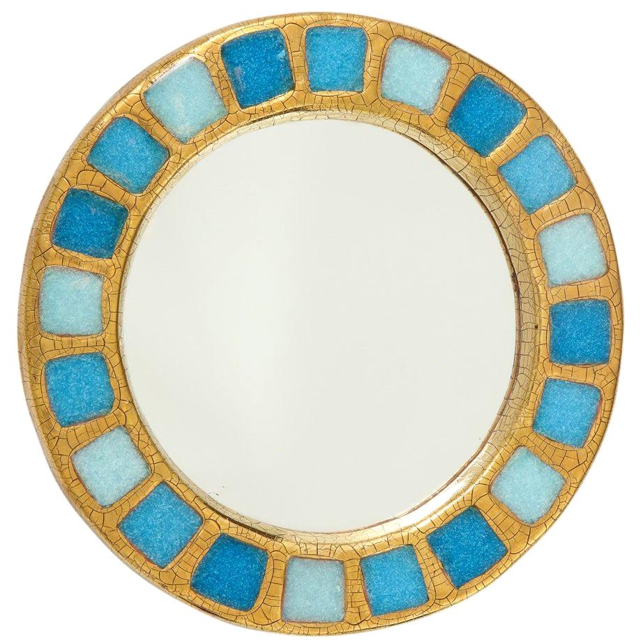 Mithé Espelt Mirror, Ceramic, Gold and Blue Fused Glass