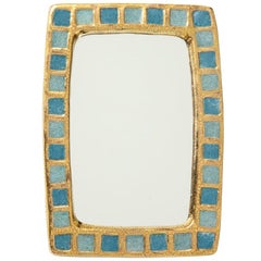 Mithé Espelt Mirror, Ceramic, Gold and Blue Fused Glass