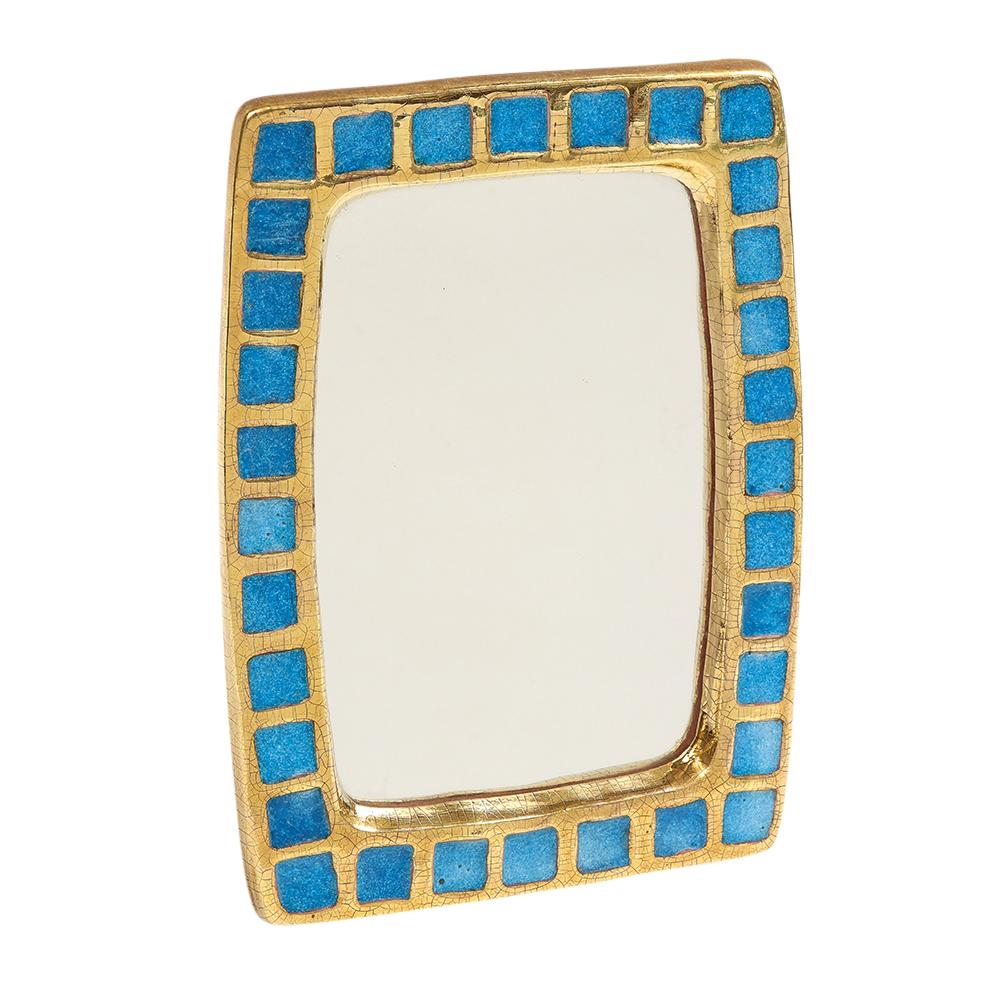 Mithé Espelt Mirror, Ceramic, Gold, Blue, Fused Glass For Sale 2