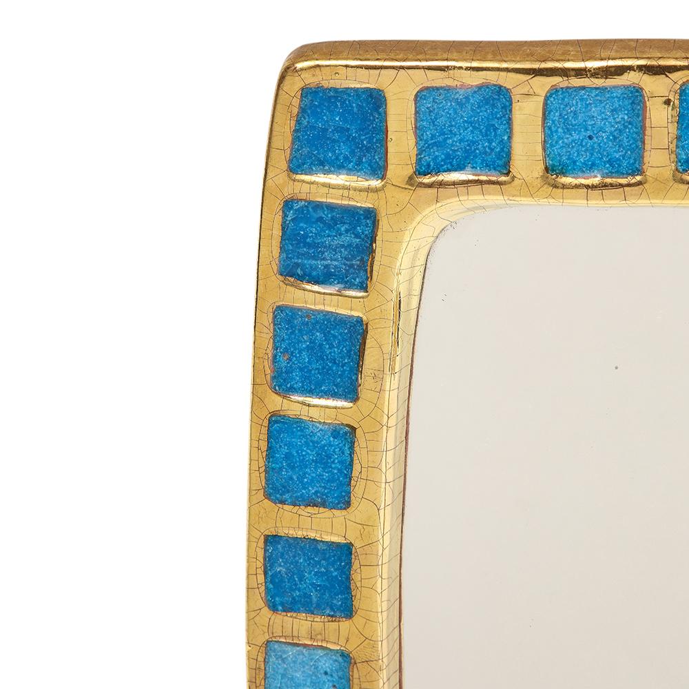 Mithé Espelt Mirror, Ceramic, Gold, Blue, Fused Glass For Sale 3