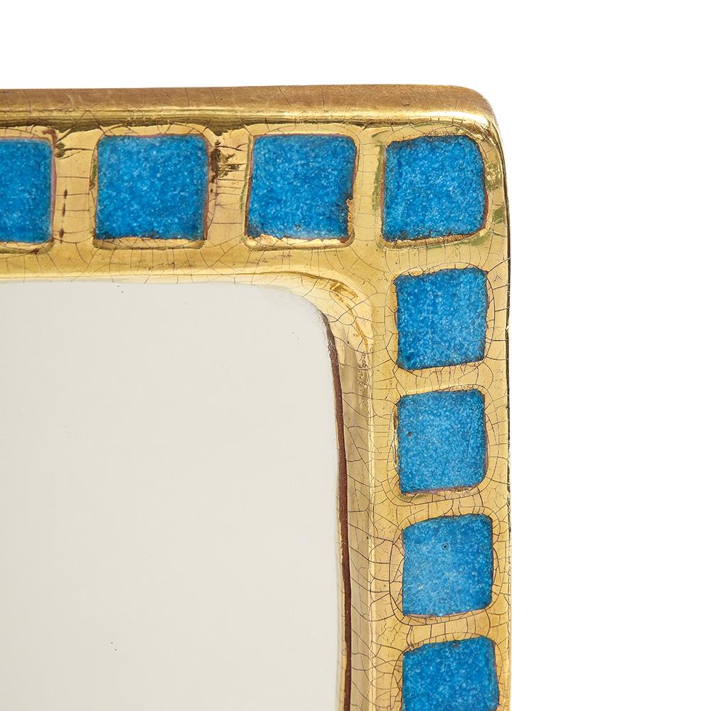 Mithé Espelt Mirror, Ceramic, Gold, Blue, Fused Glass For Sale 4