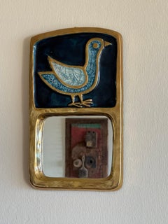 Mithe Espelt of France Gilded Mirror with Bird Imagery circa 1960