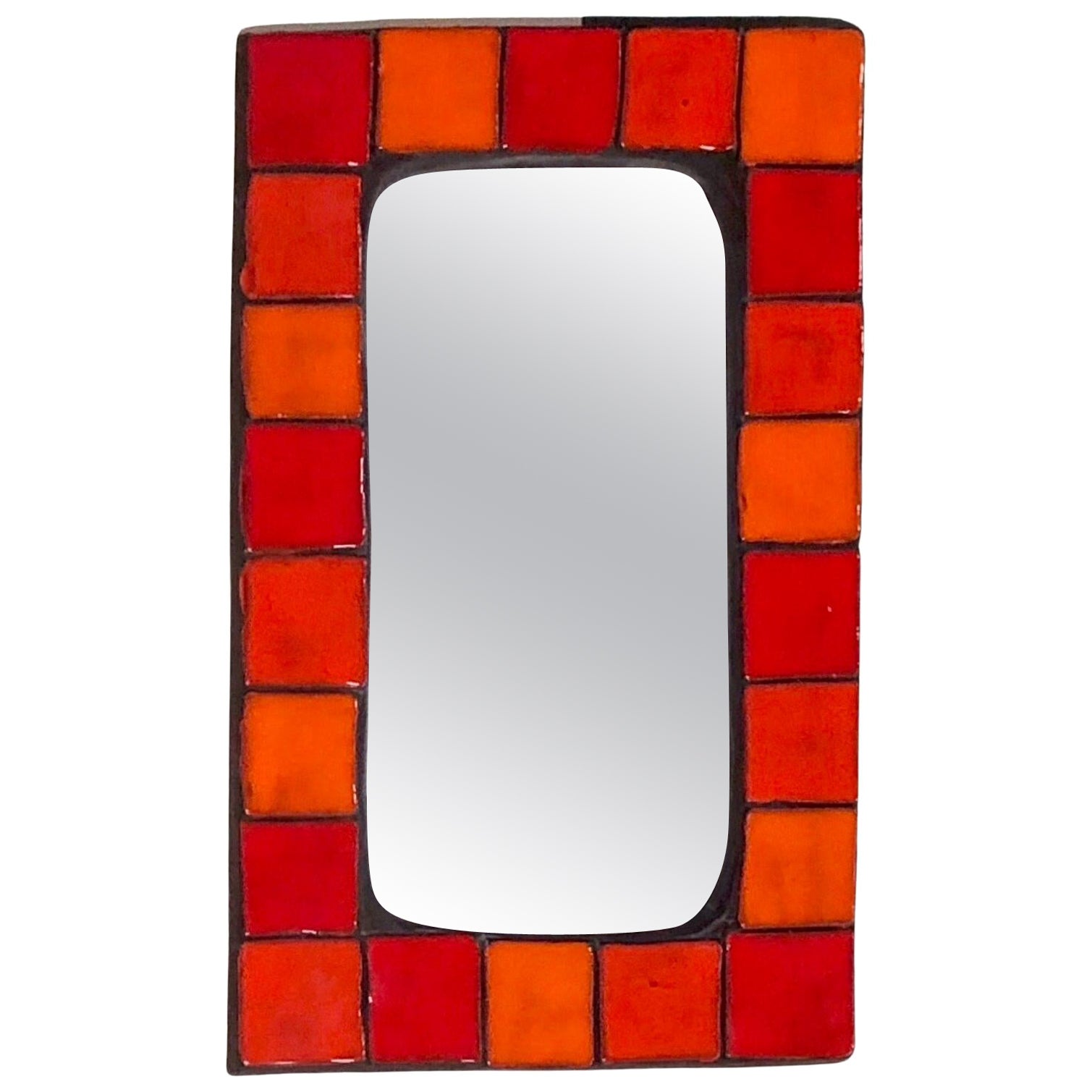 Mithé Espelt, Orange Mirror, Ceramic, circa 1960, France