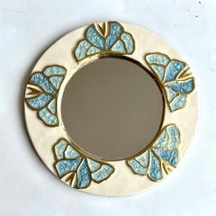 Mithé Espelt - Specchio "Orchidées", ceramica, oro e vetro cristallizzato