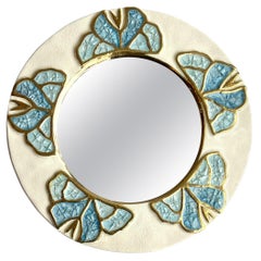 Mithé Espelt - Specchio "Orchidées", ceramica, oro e vetro cristallizzato