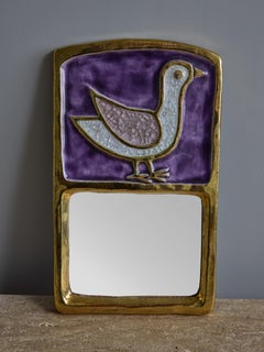 Mithe Espelt Purple Ceramic and Bird Decor Mirror