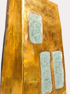Mithé Espelt Pyramide Lamp, Crackled Gold, France, circa 1990