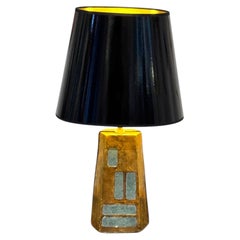 Mithé Espelt Pyramide Lamp, Crackled Gold, France, circa 1990