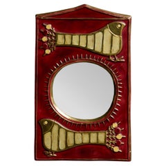 Mithe Espelt Rot Keramik und Vögel Decor Mirror