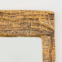 Mithé Espelt Santa Fé #1 Wall Mirror, Crackled Gold, France, circa 1977