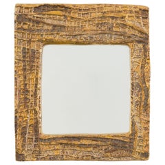 Mithé Espelt Santa Fé #1 Wall Mirror, Crackled Gold, France, circa 1977