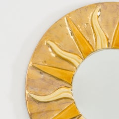 Miroir mural Mithé Espelt Soleil, décorations dorées, France, vers 1958