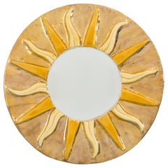 Miroir mural Mithé Espelt Soleil, décorations dorées, France, vers 1958