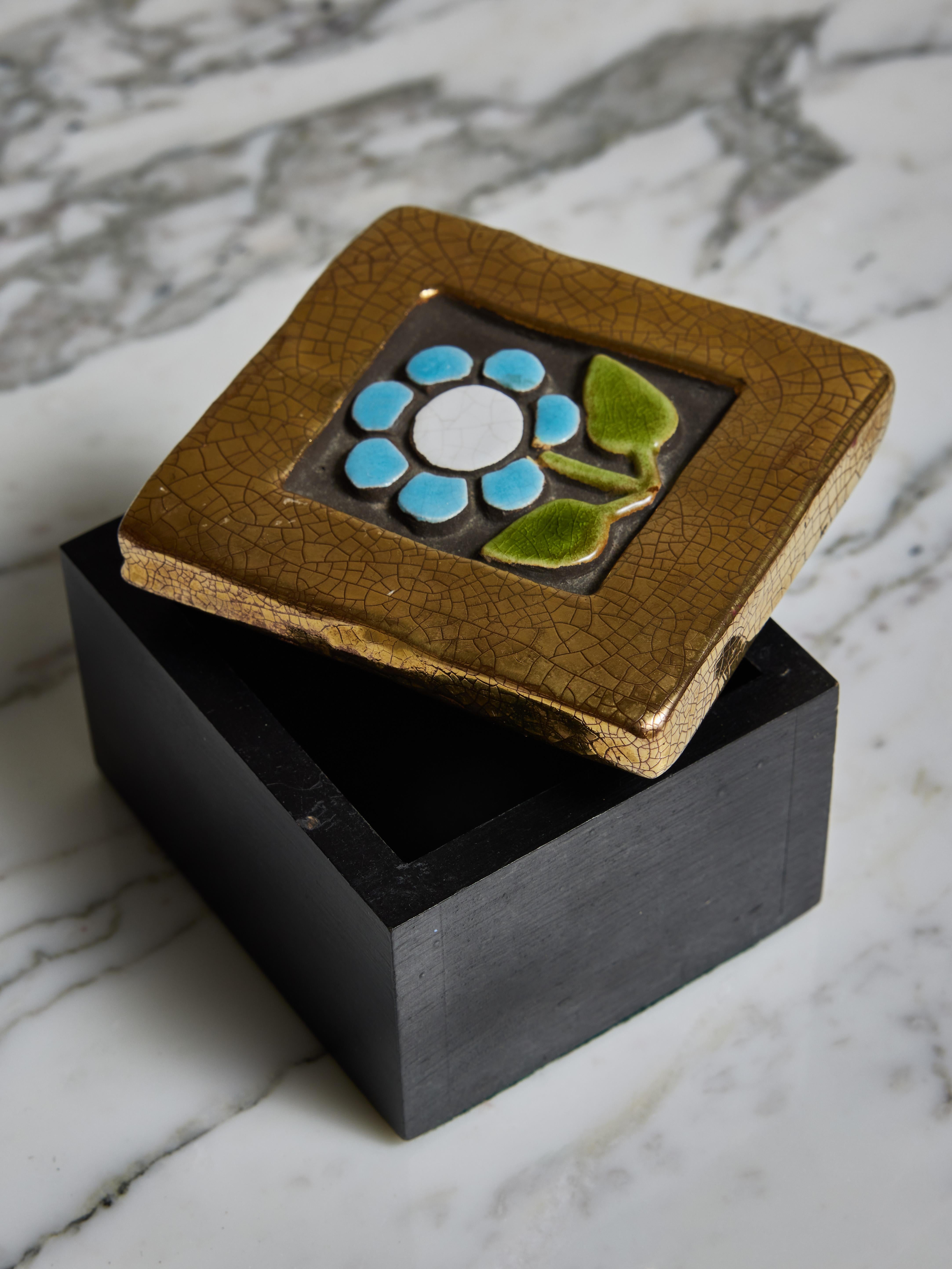 Mid-Century Modern Mithé Espelt Square Ceramic Box For Sale