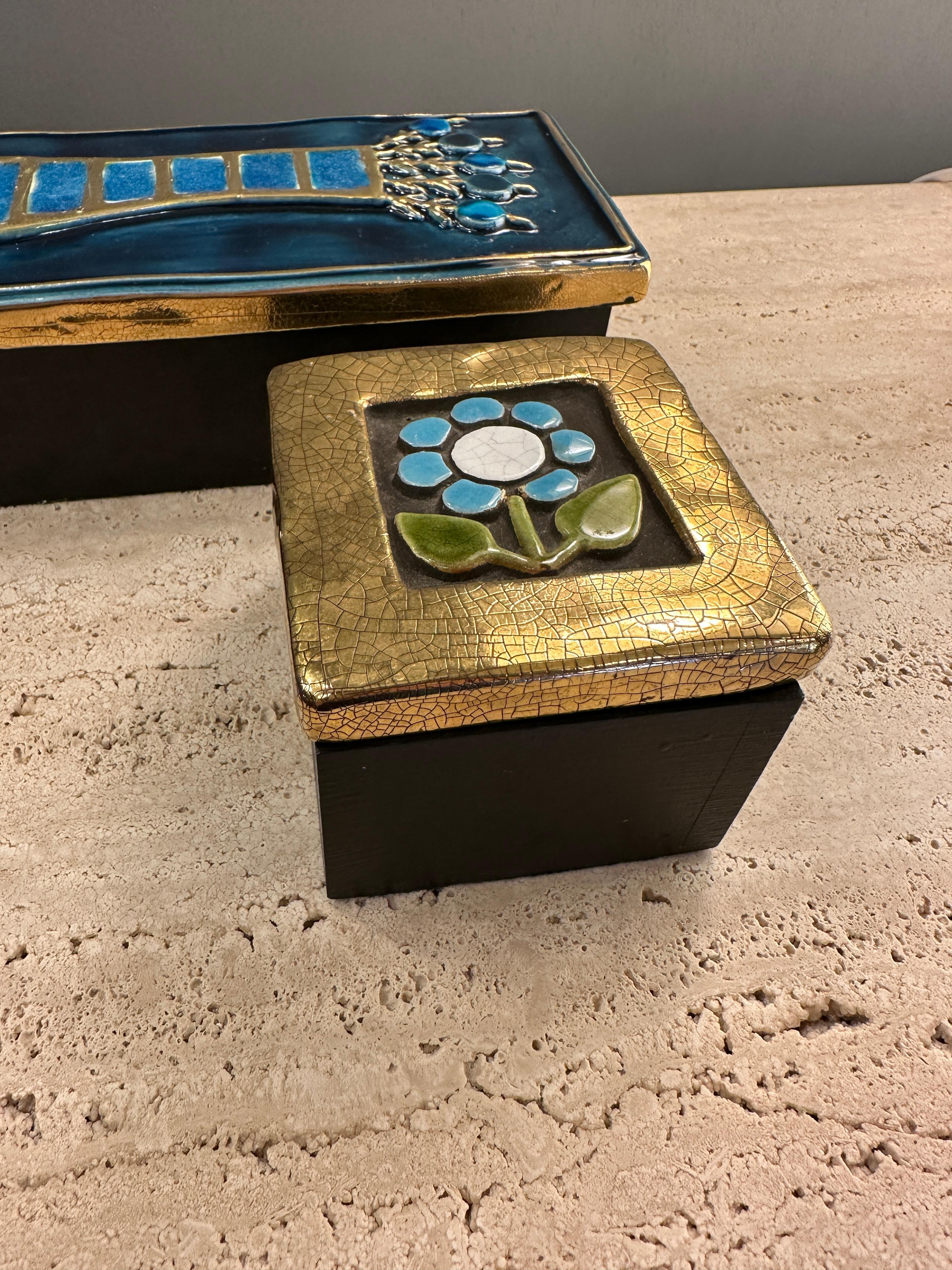 French Mithé Espelt Square Ceramic Box For Sale
