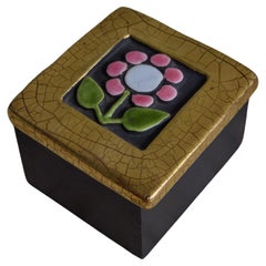 Mithé Espelt Square Ceramic Box with FFlower Decor